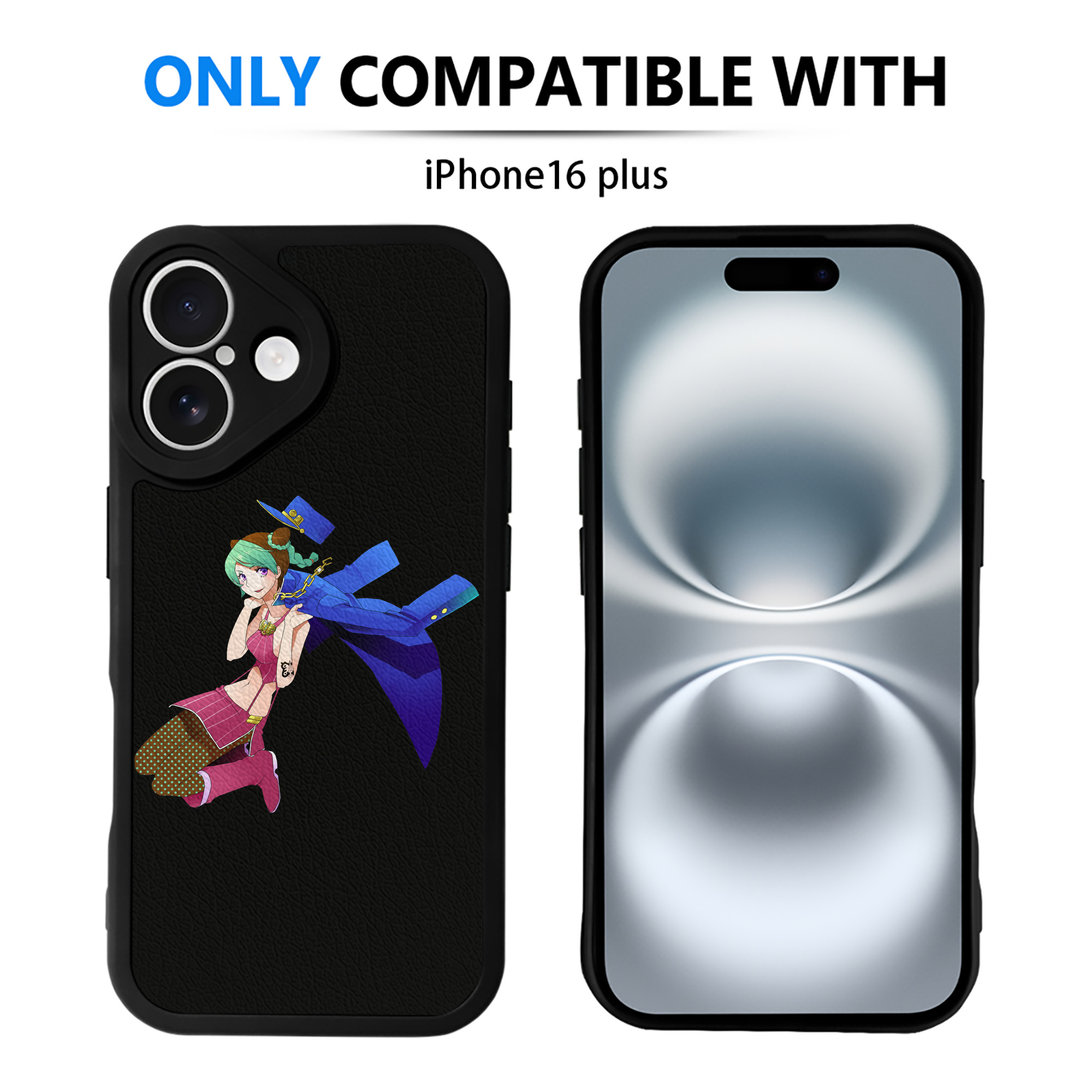 （画像用） "ジョジョの奇妙な冒険 くうじょう ジョリーン JoJo's Bizarre Adventure Jolyne Cujoh " 【iPhone 16シリーズ対応】シリコンスマホケース（レザー調） 材質：シリコン